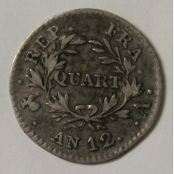 FRANKREICH - KM 653 - 1/4 FRANC 1803 - JAHR 12 A PARIS - BONAPARTE ERSTER KONSUL