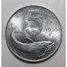 ITALIEN - KM 92 - 5 LIRE 1955 - Delphin