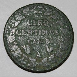 GADOURY 126 - CINQ CENTIMES 1799 AN 8/7 A Paris TYPE DUPRE - KM 640