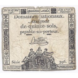 ASSIGNAT DE 15 SOLS - SERIE 396 - 23/05/1793