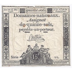 ASSIGNAT DE 15 SOLS - SERIE 77 - 23/05/1793