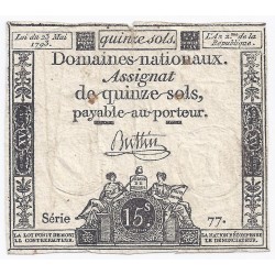 ASSIGNAT OF 15 SOLS - SERIE 77 - 23/05/1793