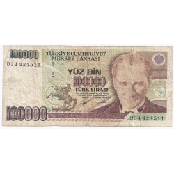 TURKEY - PICK 205 b - 100 000 LIRA - L 1970 (1991)