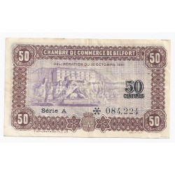 COUNTY 90 - BELFORT - CHAMBER OF COMMERCE - 50 CENTIMES - 12/10/1921