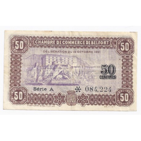 COUNTY 90 - BELFORT - CHAMBER OF COMMERCE - 50 CENTIMES - 12/10/1921