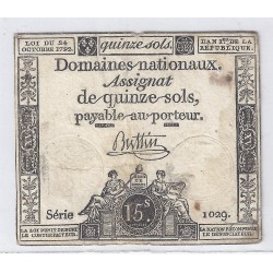 ASSIGNAT OF 15 SOLS - SERIE 1029 - 24/10/1792