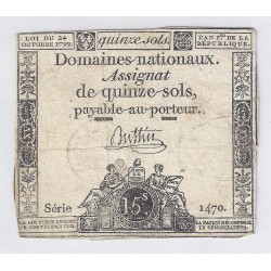 ASSIGNAT DE 15 SOLS - SERIE 1470 - 24/10/1792