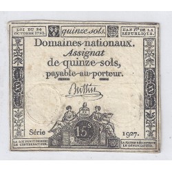 ASSIGNAT DE 15 SOLS - SERIE 1927 - 24/10/1792