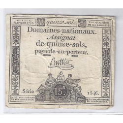 ASSIGNAT DE 15 SOLS - SERIE 1546 - 04/01/1792