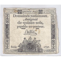 ASSIGNAT DE 15 SOLS - SERIE 1790 - 04/01/1792