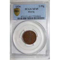 DEUTSCHLAND - KM 141 - 2 PFENNIG 1926 - DANZIG - PCGS XF 45