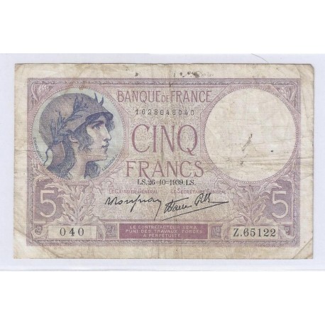 FAY 04/13 - 5 FRANCS VIOLET - 26/10/1939 - TRES BEAU - PICK 83