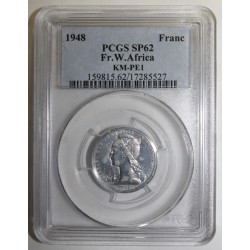 FRANZÖSISCH-WESTAFRIKA - KM PE1 - 1 FRANC 1948 - PROBE DICKABSCHLAG MÜNZE - 104 ex. - PCGS SP 62