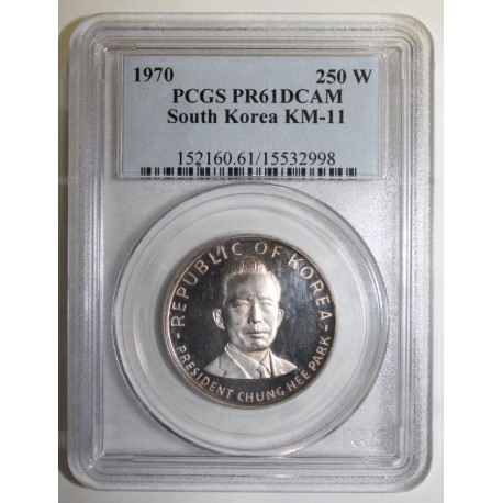 CORÉE DU SUD - KM 11 - 250 WON 1970 - CHUNG HEE PARK - PCGS PR 61 DCAM