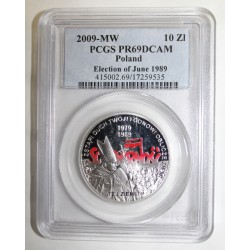 POLOGNE - Y 681 - 10 ZLOTYCH 2009 - ÉLÉCTION DE JUIN 1989 - PCGS PR 69 DCAM