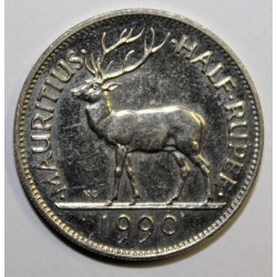 MAURITIUS - KM 54 - 1/2 RUPEE 1990 - DEER - Sir Seewoosagur Ramgoolam