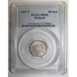 FINNLAND - KM 2.2 - 50 PENNIA 1917 S - PCGS MS 65