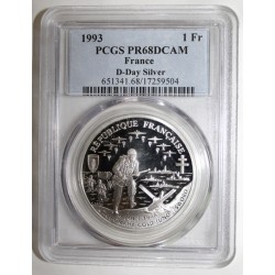 FRANCE - KM 1014 - 1 FRANC 1993 - CENTENARY OF LANDING - PCGS PR 68 DCAM