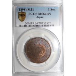 JAPON - Y 20 - 1 SEN 1898 - M 31 - PCGS MS 64 BN