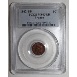 FRANKREICH - KM 795 - 1 CENTIME 1862 - Groß BB - Strasbourg TYP NAPOLEON III - PCGS MS 63