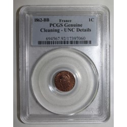 FRANKREICH - KM 795 - 1 CENTIME 1862 - Groß BB - Strasbourg TYP NAPOLEON III - PCGS - CLEANING - GEREINIGT