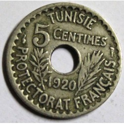 TUNISIE - KM 242 - 5 CENTIMES 1920 - AH 1338 - Torche - Muhammad al-Nasir - Protectorat français