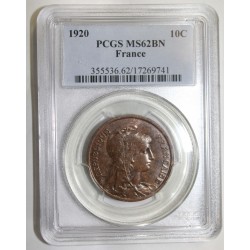 GADOURY 277 - 10 CENTIMES 1920 - TYPE DUPUIS - KM 843 - PCGS MS 62 BN