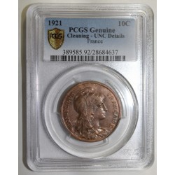 FRANCE - KM 843 - 10 CENTIMES 1920 - TYPE DUPUIS - PCGS CLEANING