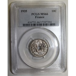 FRANKREICH - KM 866a - 10 CENTIMES 1935 - TYP LINDAUER - PCGS MS 66