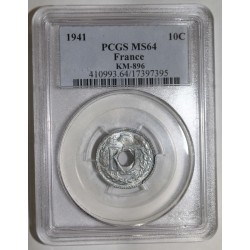 GADOURY 288b - 10 CENTIMES 1941 - TYPE LINDAUER - KM 896 - PCGS MS 64