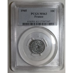 FRANCE - KM 906 - 10 CENTIMES 1945 - TYPE LINDAUER - PCGS MS 63