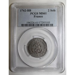 Dup 1690 - LOUIS XV - 2 SOLS 1762 BB - Strasbourg - PCGS MS 61