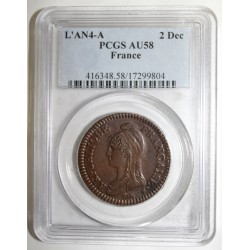 FRANCE - KM 638 - 2 DECIME AN 4 A - 1795 - PCGS AU 58