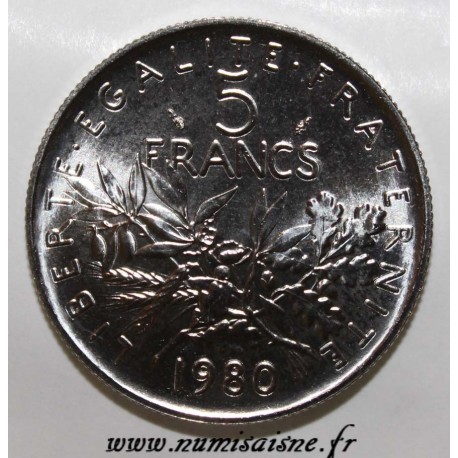 FRANKREICH - KM 926a.1 - 5 FRANCS 1980 - TYP SÄMANN