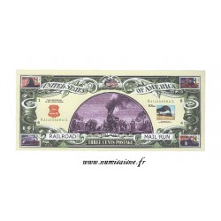 ÉTATS UNIS - 3 CENTS 2002 - WAGON POSTAL - RAILROAD MAIL RUN  - BILLET FANTAISIE