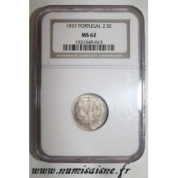 PORTUGAL - KM 580 - 2.50 ESCUDOS 1937 - BATEAU - NGC MS 62