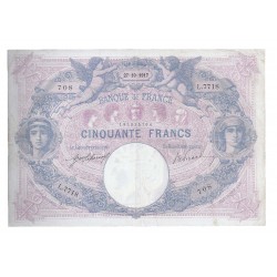 FAY 14/30 - 50 FRANCS 1917 - 27.10 - TYPE BLEU ET ROSE - PICK 64