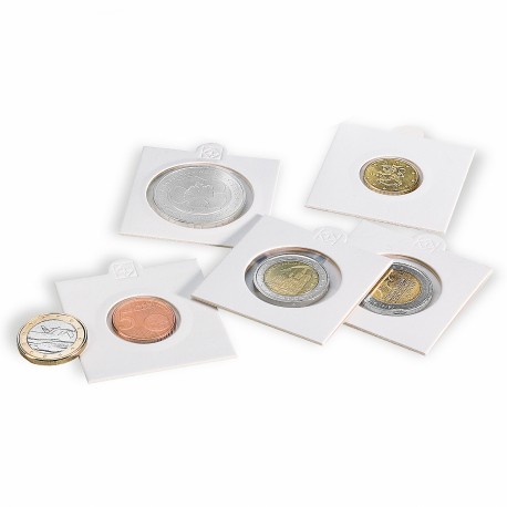 25 COIN HOLDERS, SELF-ADHESIVE (17.5 MM TO 39.5)