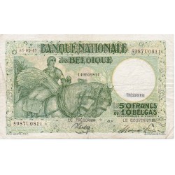 BELGIUM - PICK 106 - 50 FRANCS / 10 BELGAS - 05/01/1945