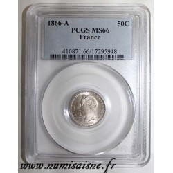 FRANKREICH - KM 814 - 50 CENT 1866 A - Paris - TYP NAPOLEON III - PCGS MS 66