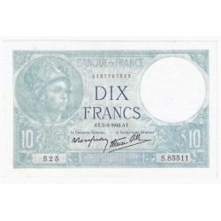 FRANKREICH - PICK 84 - 10 FRANCS 1942 - 5. März -  TYP MINERVA - FLECK BEI 11h