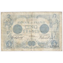 FAY 02/47 - 5 FRANCS BLEU - 08/01/1917 - VERSEAU - TRES BEAU - PICK 70