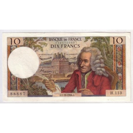 FAY 62/11 - 10 FRANCS VOLTAIRE - 01/10/1964 - NEUF TACHE - PICK 147