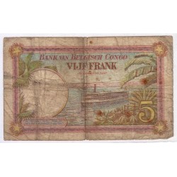 Belgisch-Kongo - PICK 8 e - 5 FRANCS 1929 - 21.1