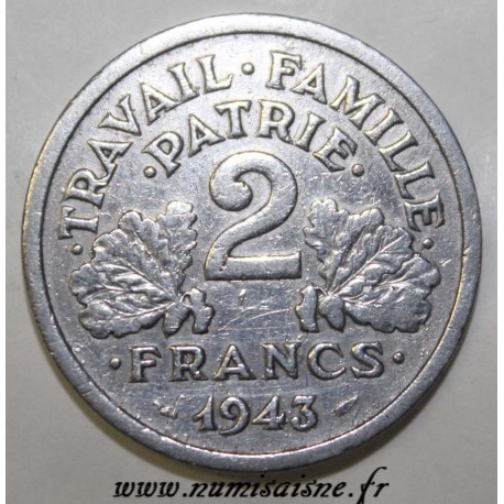 FRANCE KM 903 2 FRANCS 1943 B Beaumont le Roger TYPE