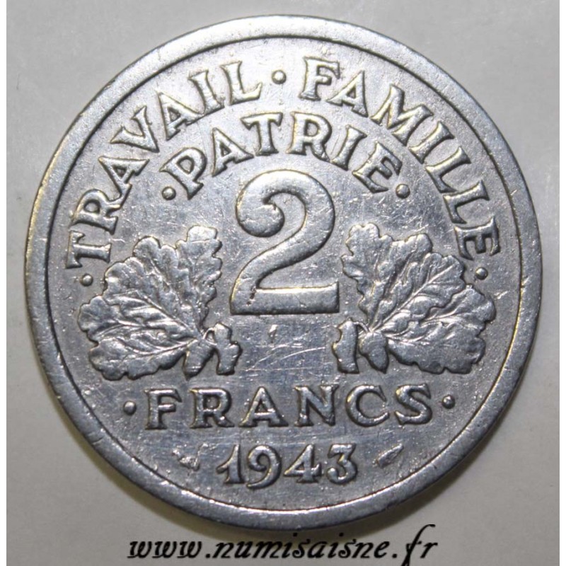 GADOURY 536 - 2 FRANCS 1943 B - Beaumont Le Roger - TYPE ETAT FRANCAIS ...