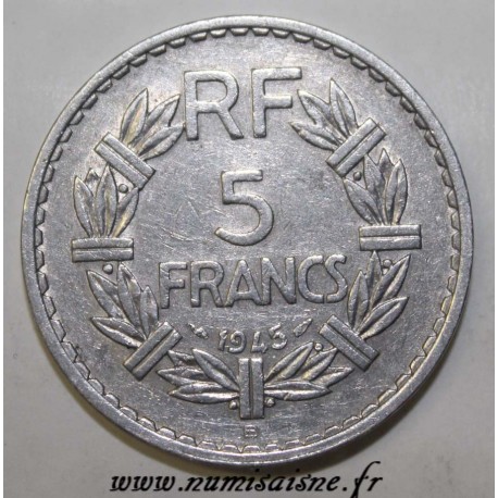 FRANCE - KM 888 - 5 FRANCS 1945 B - Beaumont le Roger - TYPE LAVRILLIER