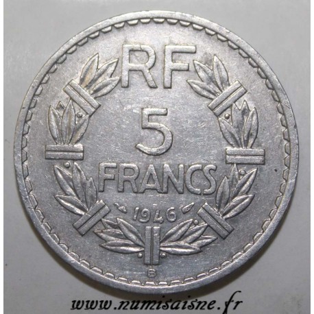 FRANCE - KM 888 - 5 FRANCS 1946 B - Beaumont le Roger - TYPE LAVRILLIER