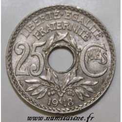 FRANCE - KM 867 - 25 CENTIMES 1918 - TYPE LINDAUER