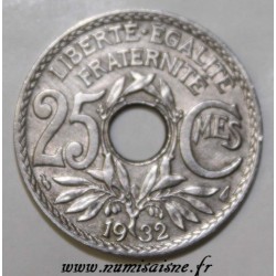 FRANCE - KM 867 - 25 CENTIMES 1932 - TYPE LINDAUER